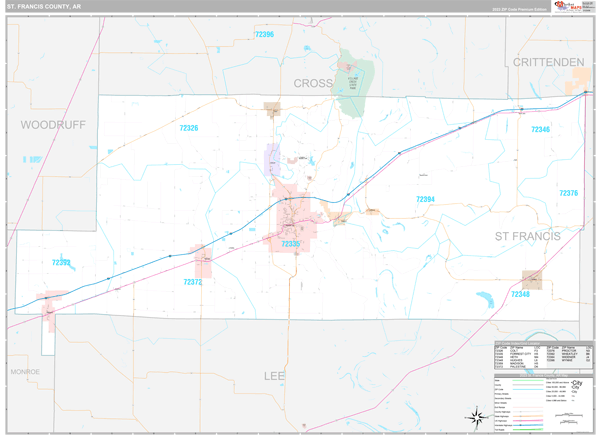St. Francis County, AR Carrier Route Wall Map